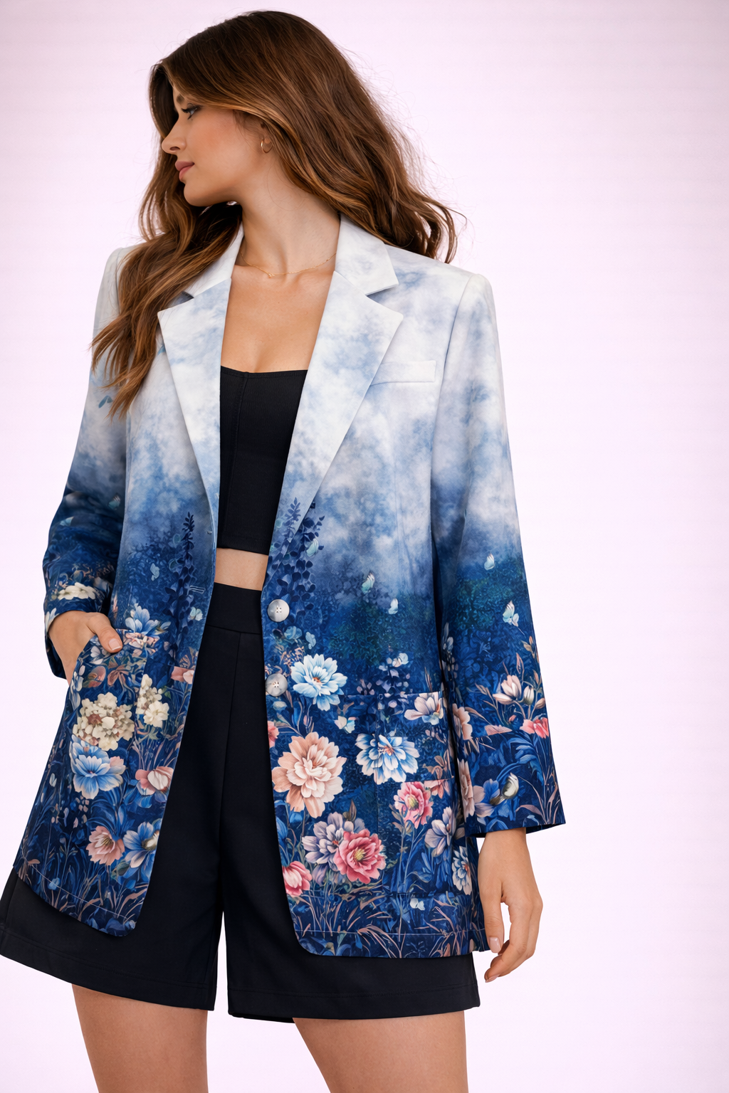 Blazer donna con stampa floreale