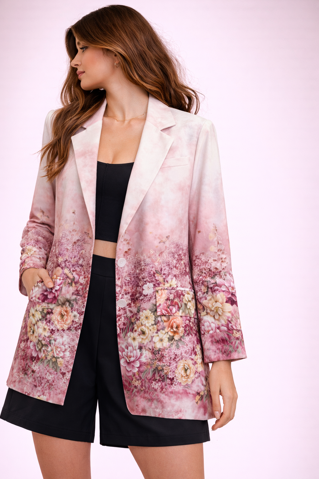 Blazer donna con stampa floreale