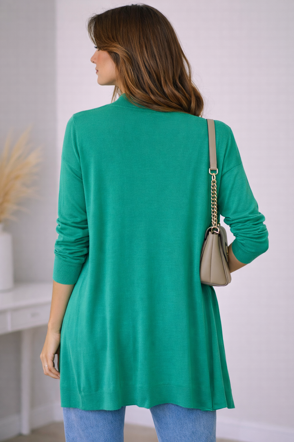 Cardigan lungo donna aperto frontale